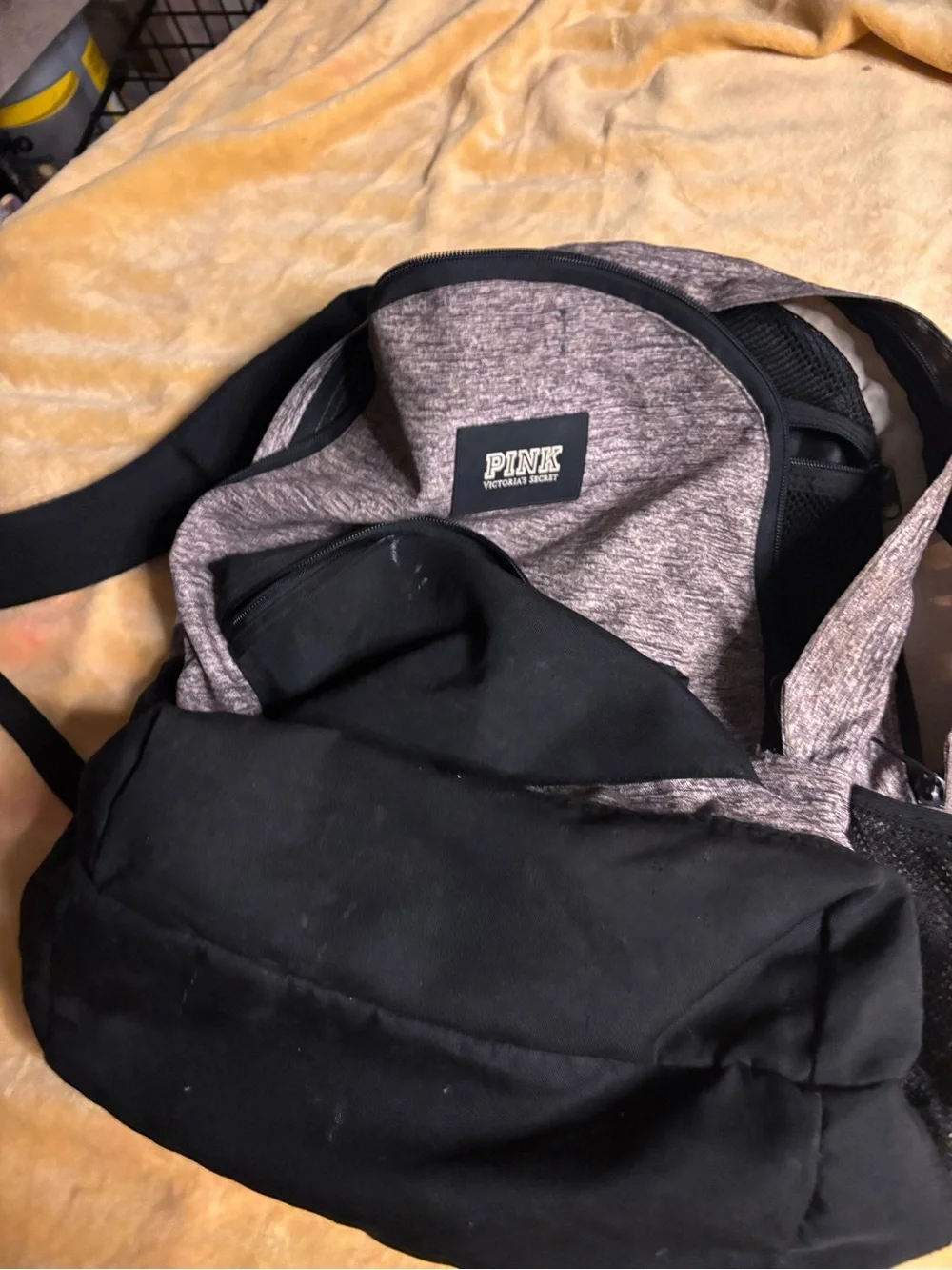 PINK Victoria's Secret Heather Gray and Black Everyday Backpack